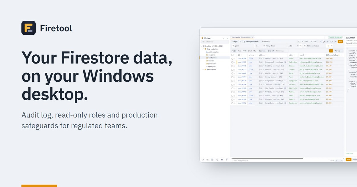 Firetool: Firestore GUI and desktop client for Firebase